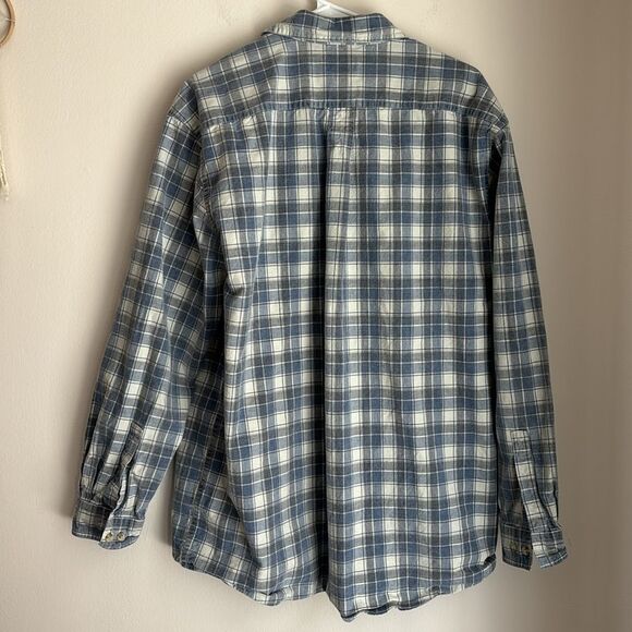 L.L Bean Men’s traditional fit plaid casual button down white blue size LG Tall - Picture 7 of 7